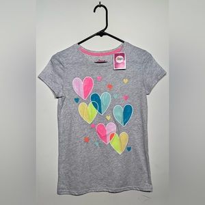 Girl’s Circo Gray Short Sleeved Glittery Heart T-Shirt Size XL (14/16)